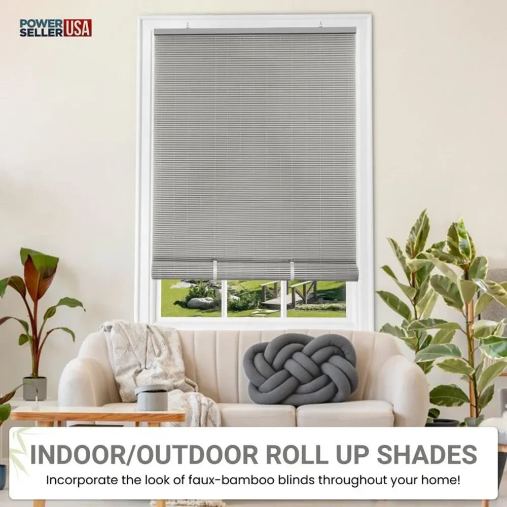PowerSellerUSA Oval Cordless Blinds, Roll-Up Roller Shades for Windows and